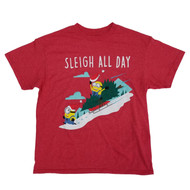 Despicable Me Boys Red Sleigh All Day Christmas Holiday Minion T-Shirt