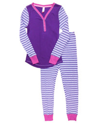 Womens Purple Pink & Blue Pajamas With Silver Thread Thermal Sleep Set