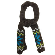 Womens Brown & Blue Acrylic Cable Knit Neck Scarf