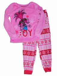 Trolls Girls Princess Poppy Christmas Pajamas Holiday Fleece Sleep Set
