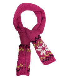 Womens Pink & Black Acrylic Cable Knit Neck Winter Scarf