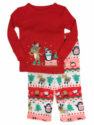 Infant & Toddler Girls Reindeer & Penguin Holiday Sleep Set Christmas Pajamas