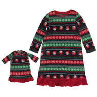 Toddler & Little Girls Blue Fleece Snowman Nightgown & Baby Doll Gown Set