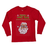Boys Merry Xmas Dude Santa Claus Christmas Holiday Long Sleeve T-Shirt