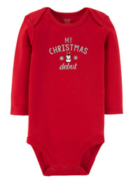 Carters Infant Girls Red My Christmas Debut Holiday Bodysuit Creeper Shirt