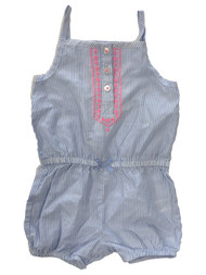 Carters Infant Girls Blue Pinstripe Sleeveless Romper Pink Floral Baby Outfit