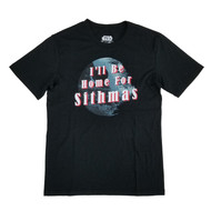 Star Wars Mens Black I'll Be Home For Sithmas Death Star Holiday T-Shirt