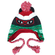 Womens Ugly Christmas Kitty Cat  Peruvian Style Holiday Trapper Hat Fleece Lined