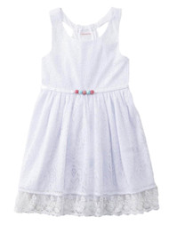 Toddler Girls White Lace Beaded Sun Dress Sundress
