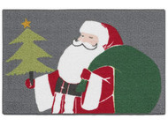 Christmas Gray Santa Claus Accent Throw Rug 20 in x 34 in Skid Resistant Mat
