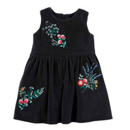 Carters Infant Girls Black Velvet Floral Jumper Christmas Holiday Party Dress