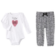 Infant Girls Daddys Mini Heart Breaker Baby Outfit Zebra Bodysuit & Leggings