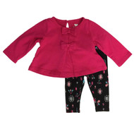 Infant Girls Pink Bows & Jewels Baby Outfit Shirt & Leggings Set