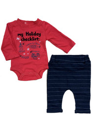 Infant Boys 2-Piece Christmas Holiday Checklist Long Sleeve Bodysuit & Pants Set