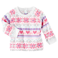 Infant & Toddler Girls Pink Snowflake & Heart Micro Fleece Sweatshirt Top