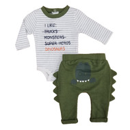 Infant Boys 2-Piece I Like Dinosaurs Long Sleeve Bodysuit & Pants Set