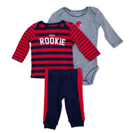 Carters Infant Boys 3-Piece Little Rookie Long Sleeve Shirt Bodysuit & Pants Set