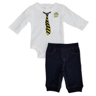 Infant Boys 2-Piece Monkey Tie Long Sleeve Bodysuit & Pants Set