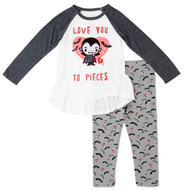 Toddler Girls Love You To Pieces Outfit Vampire Monster T-Shirt & Leggings
