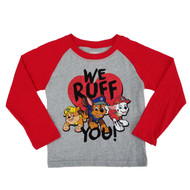 Paw Patrol Infant & Toddler Boys We Ruff You Valentines Day Raglan Shirt