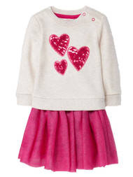 Infant Girls My Valentines Day Outfit Pink Sequin Heart Sweatshirt & Tutu Skirt