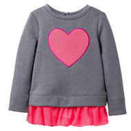 Infant & Toddler Girls Gray & Pink Heart Sweatshirt Valentines Day Shirt