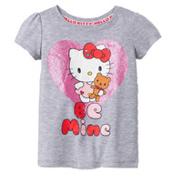 Infant & Toddler Girls Gray Hello Kitty Be Mine Valentines Day Cat T-Shirt