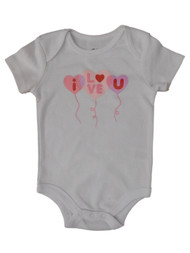 Infant Girls White I Love You Valentines Day Bodysuit Glitter Heart Creeper