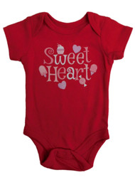 Infant Girls Red Sweetheart Valentines Day Bodysuit Cupcake & Heart Creeper