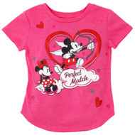 Infant & Toddler Girls Pink Mickey & Minnie Mouse Cupid Valentines Day T-Shirt