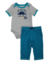 Infant Boys 2-Piece Dinosaur Island Adventure Bodysuit & Striped Pants Set