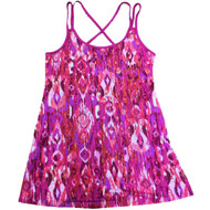 Womens Purple & Pink Leopard Print Tank Top Nightgown Watercolor Sleep Shirt
