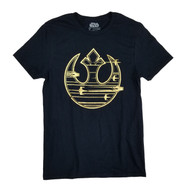 Star Wars Mens Gold Foil Rebel Insignia X-Wing A-Wing Starfighter T-Shirt