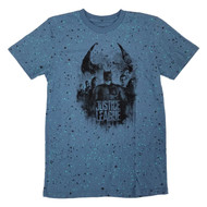 DC Comics Justice League Mens Blue Speckled Batman Superman Wonder Woman T-Shirt