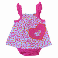 Infant Girls Pink Leopard Heart Print Bodysuit Baby Creeper Outfit