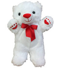 Soft & Plush White Teddy Bear Stuffed Animal Pal With Heart Pattern On Paws