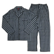 Hanes Mens 2 Piece Gray/Black Plaid Woven Sleepwear Pajama Set Sleep Set