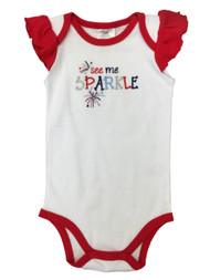 Infant Girls Baby Patriotic See Me Sparkle Bodysuit 4th of July Creeper
