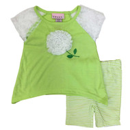 Infant & Toddler Girls Baby Outfit Orange Lace Flower Shirt & Stripe Shorts