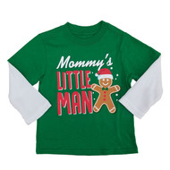 Toddler Boys Green Mommys Little Man Christmas Holiday Long Sleeve T-Shirt