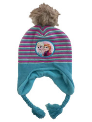 Girls Blue Disney Frozen Elsa & Anna Peruvian Trapper Hat