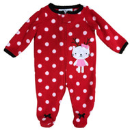 Infant Girls Holiday Baby Sleeper Red Polka Dot Reindeer Cat Sleep & Play