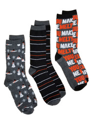 Holiday Socks You Make Me Melt Christmas Snowman Mens 3 Pair Crew Socks OSFM