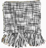Chunky Knit Woven Gray & White Throw Blanket With Silver Accents Soft & Cozy
