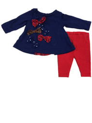 Infant Girls Navy & Red Cheetah Leopard Animal Print Legging Outfit