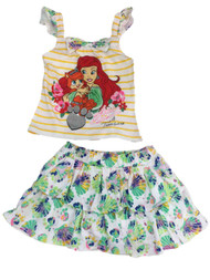 Little Girls Disney Little Mermaid Yellow Tank Top Shirt Seashell Outfit