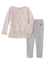 Infant & Toddler Girls Pink & Gray Ballerina Baby Outfit Shirt & Leggings