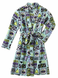 Girls Blue Sweet Dreams Bathrobe I Love Naps Bath Robe Emoji House Coat