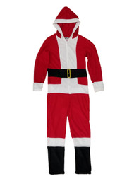 Mens Santa Claus Hooded Fleece Union Suit Christmas Holiday Pajamas