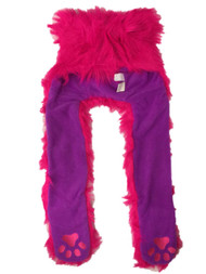 Girls Reversible Plush Pink & Purple Trapper Hat With Attached Scarf